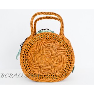 Rattan Handbag Moon Shape Filigree desaign handwoven